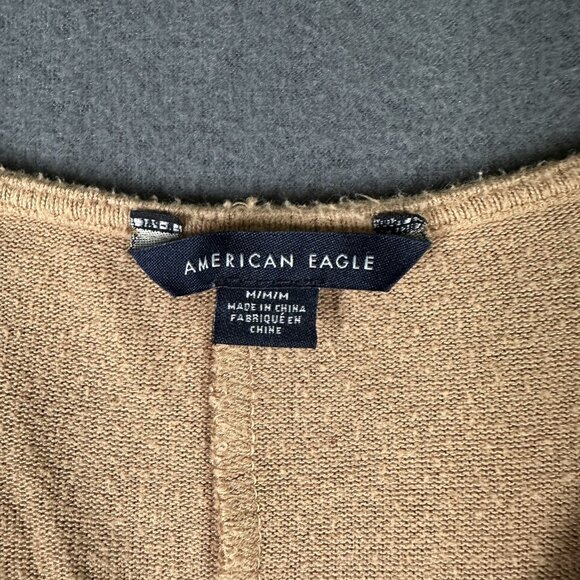American Eagle Sweater Womens Medium Tan Oversized Pullover Ribbed Knit Tunic - Picture 5 of 11
